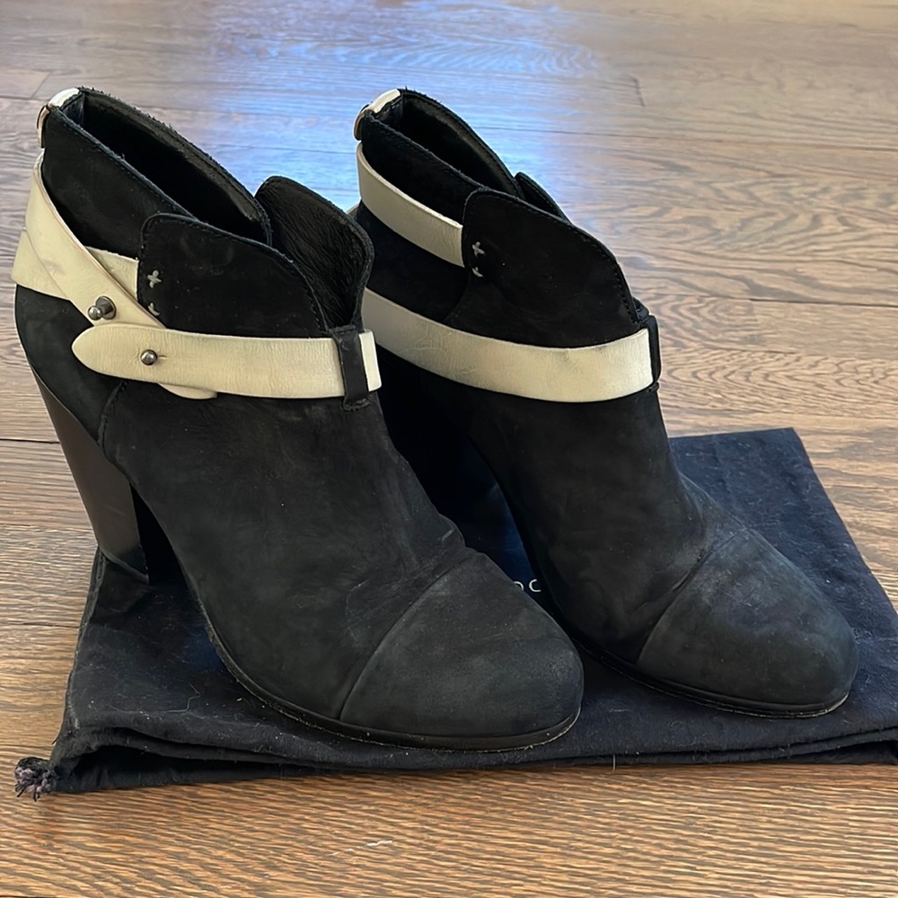 rag & bone black and white Harrow Suede Booties